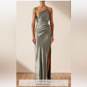Shona Joy LA LUNE ASYMMETRICAL GATHERED MAXI DRESS - SAGE